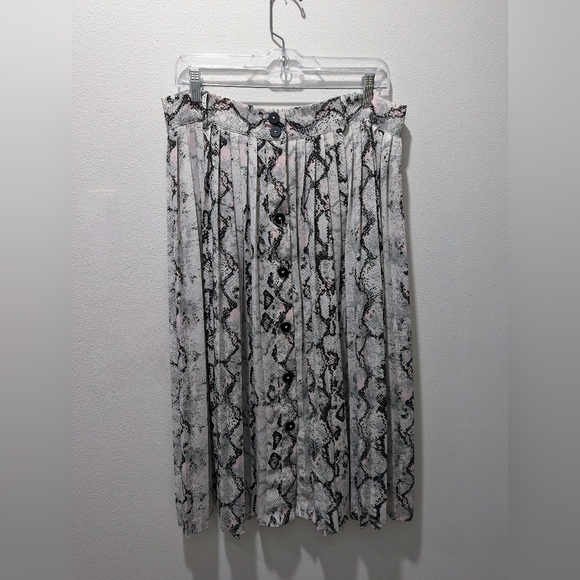 Laundry By Shelli Segal Snake Print Belted Midi Skirt Size Large - Picture 2 of 4